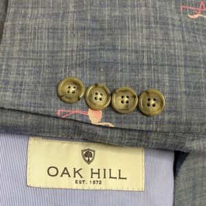 Oak Hill Sport Coat Mens 5XL Blue Chambray Cotton Stretch Pink Flamingos Blazer